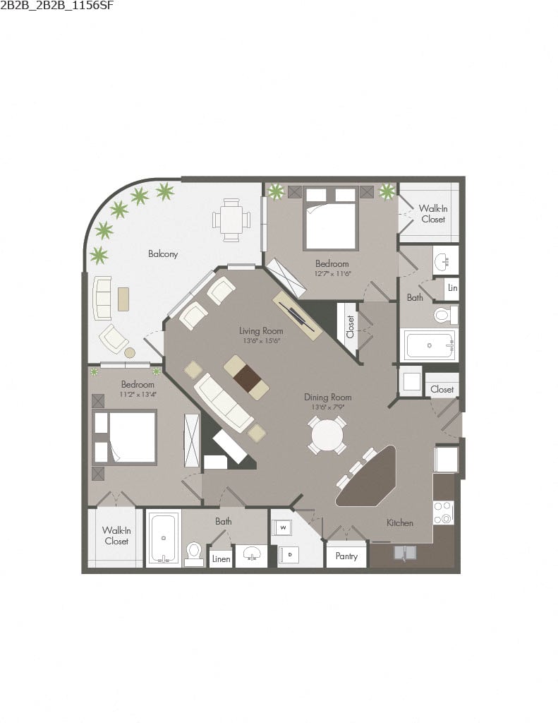 2B2 floor plan